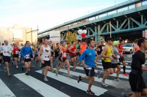 Me before making a wrong turn at the end of the Philly half...