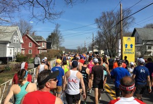 The anticipation builds during the ten minute walk to the start line