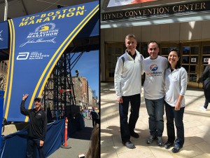 (Left) Go fo(u)rth & conquer: Boston was also World Marathon Major #4; (Right) Fellow Antarctica finisher & French RaceRaves evangelist Didier notched his 5th WMM in Boston